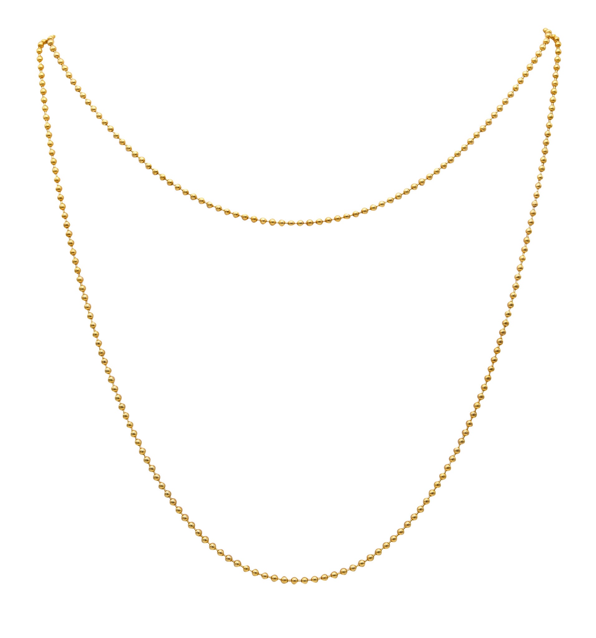 MODERNIST 1970 Long 34 Inches Toilet Chain In Solid 14Kt Yellow Gold