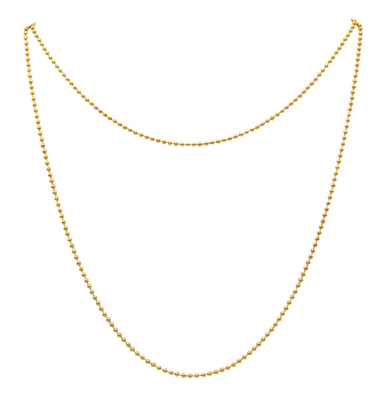 MODERNIST 1970 Long 34 Inches Toilet Chain In Solid 14Kt Yellow Gold