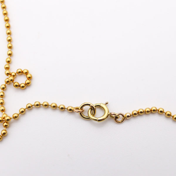 MODERNIST 1970 Long 34 Inches Toilet Chain In Solid 14Kt Yellow Gold