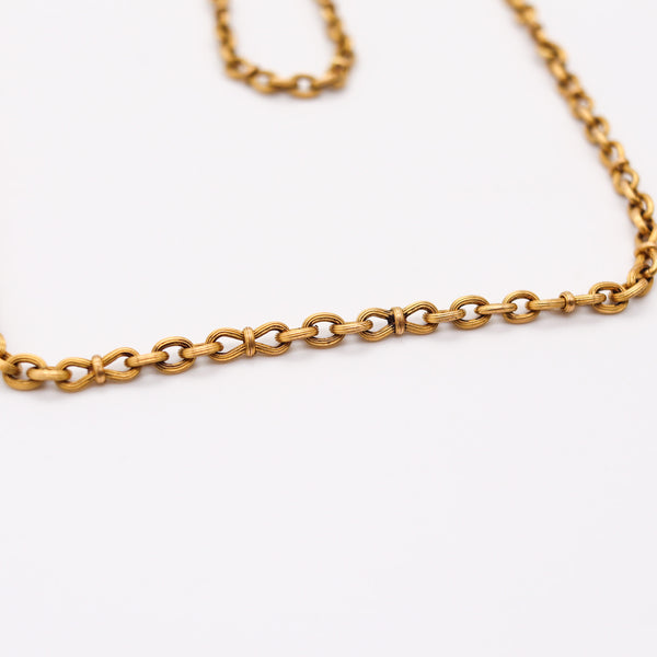 VICTORIAN 1900 Antique 29 Inches Twisted Lings Long Chain In 19Kt Yellow Gold