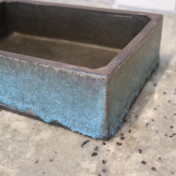 ANTOINETTE FARAGALLAH Decorative Sculptural Large Turquoise Pottery Lidded Box