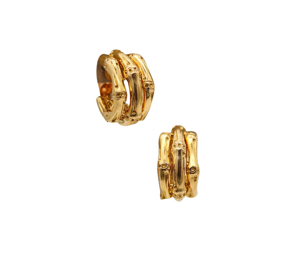 -Van Cleef & Arpels 1967 Paris Bamboo Clips On Earrings In Solid 18Kt Yellow Gold