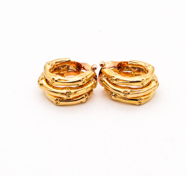 -Van Cleef & Arpels 1967 Paris Bamboo Clips On Earrings In Solid 18Kt Yellow Gold