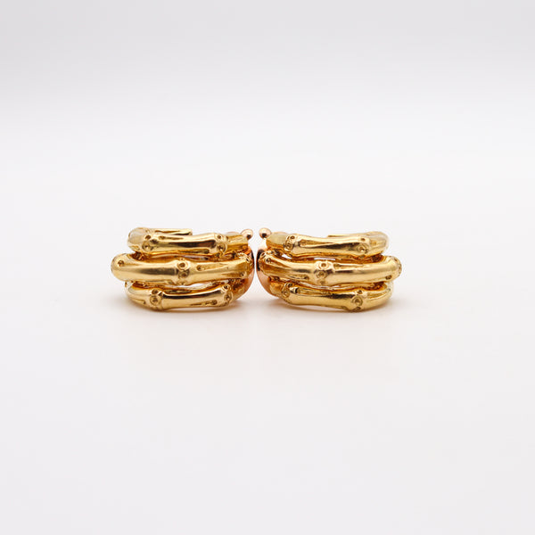 -Van Cleef & Arpels 1967 Paris Bamboo Clips On Earrings In Solid 18Kt Yellow Gold