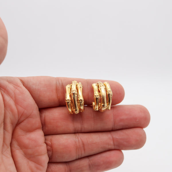 -Van Cleef & Arpels 1967 Paris Bamboo Clips On Earrings In Solid 18Kt Yellow Gold