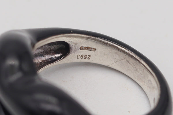 SOLANGE AZAGURY-PARTRIDGE Black Enamel Hot Lips Ring In .925 Sterling Silver