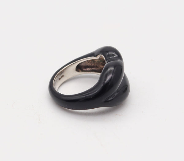 SOLANGE AZAGURY-PARTRIDGE Black Enamel Hot Lips Ring In .925 Sterling Silver