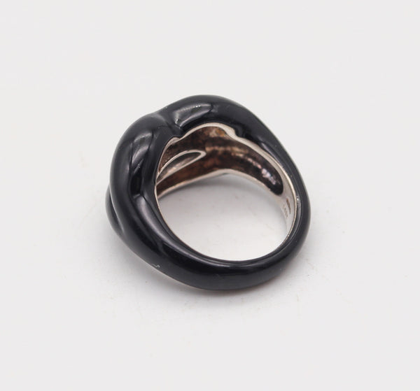 SOLANGE AZAGURY-PARTRIDGE Black Enamel Hot Lips Ring In .925 Sterling Silver