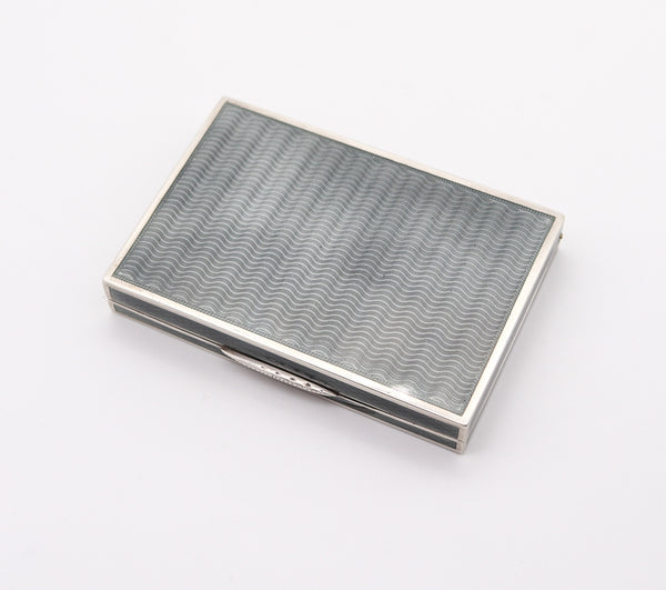 AUSTRIAN 1915 Art Deco Enameled Guilloche Vinaigrette Box In .935 Sterling Silver