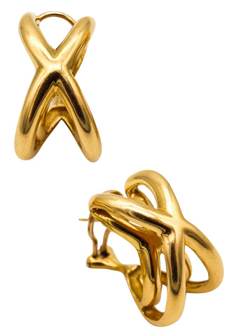 TIFFANY & CO. 1976-77 Donald Claflin Pair Of Crossover Earrings In 18Kt Yellow Gold