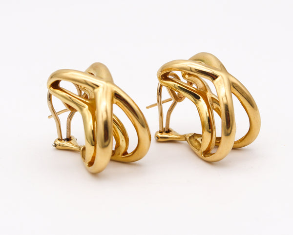 TIFFANY & CO. 1976-77 Donald Claflin Pair Of Crossover Earrings In 18Kt Yellow Gold