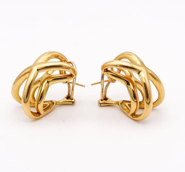 TIFFANY & CO. 1976-77 Donald Claflin Pair Of Crossover Earrings In 18Kt Yellow Gold