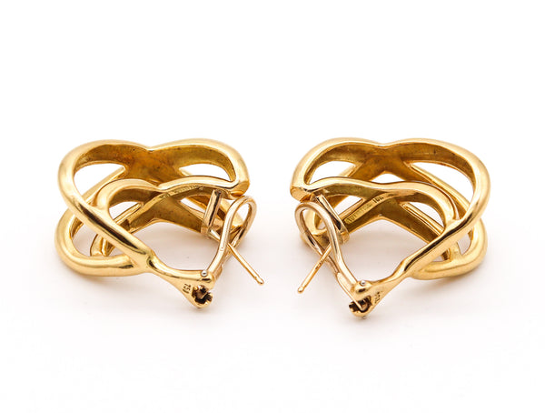 TIFFANY & CO. 1976-77 Donald Claflin Pair Of Crossover Earrings In 18Kt Yellow Gold
