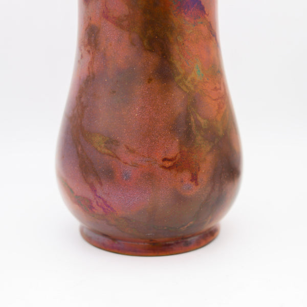 FRENCH 1910 Art Nouveau Cabinet Baluster Vase In Copper Glazed Ceramic