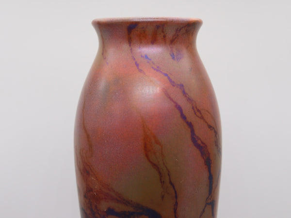 FRENCH 1910 Art Nouveau Cabinet Baluster Vase In Copper Glazed Ceramic