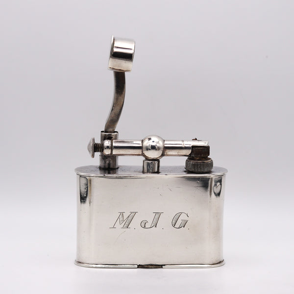 Mexico Taxco 1940 Giant Unique Lift Arm Petrol Lighter In Solid 925 Sterling Silver