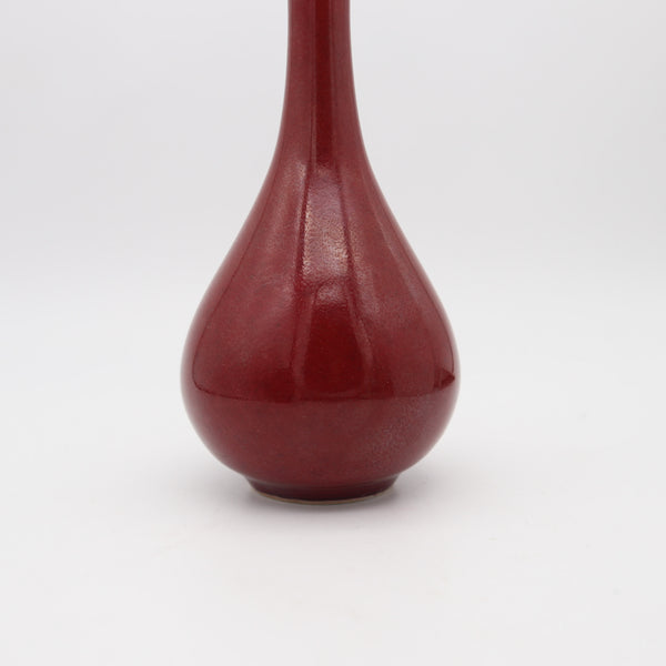 QING DYNASTY 19th Century Antique Chinese Porcelain Red Glazed Fluted Vase