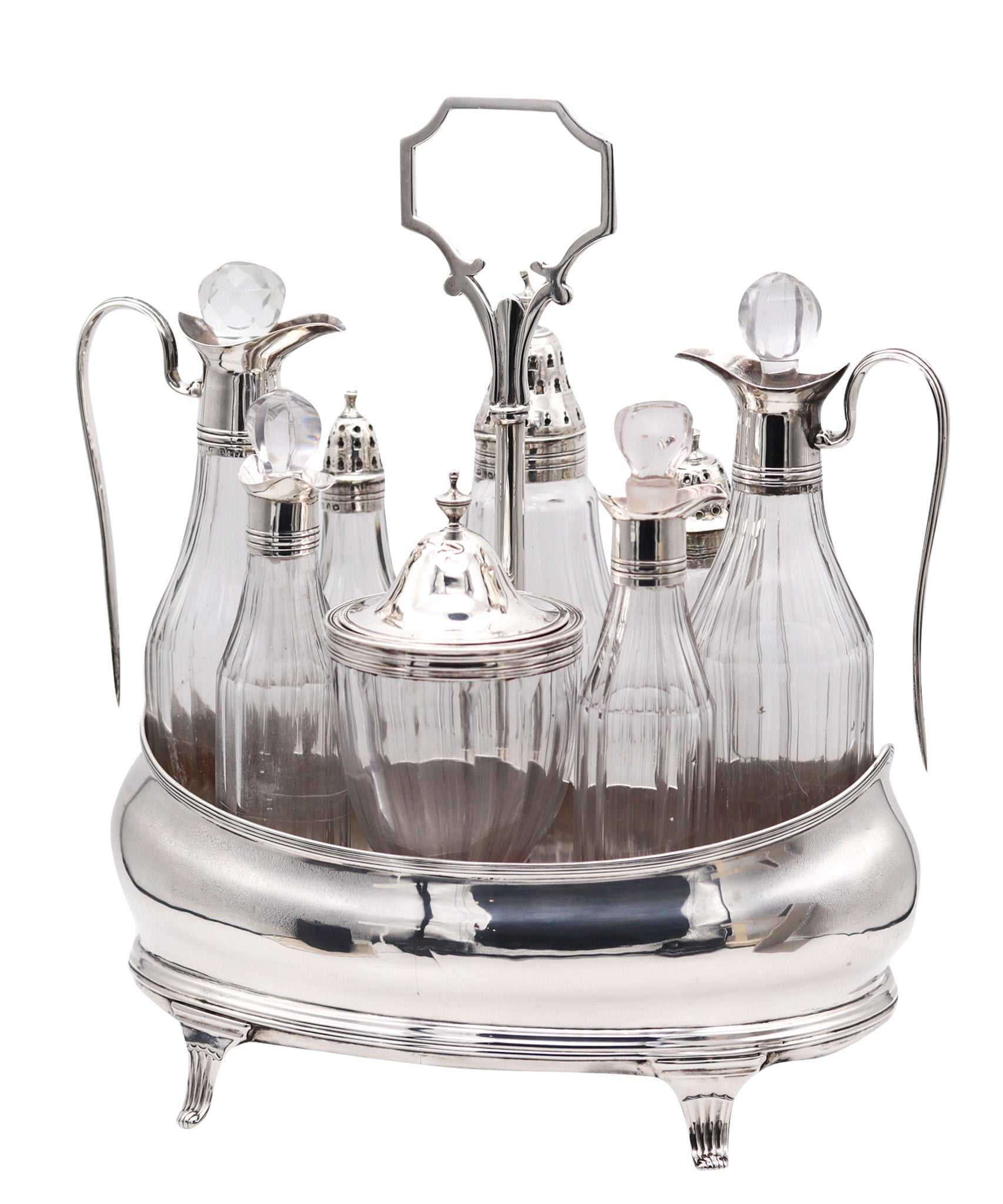 Hennell English 1805 Sterling Silver Georgian Cruet Condiment Set