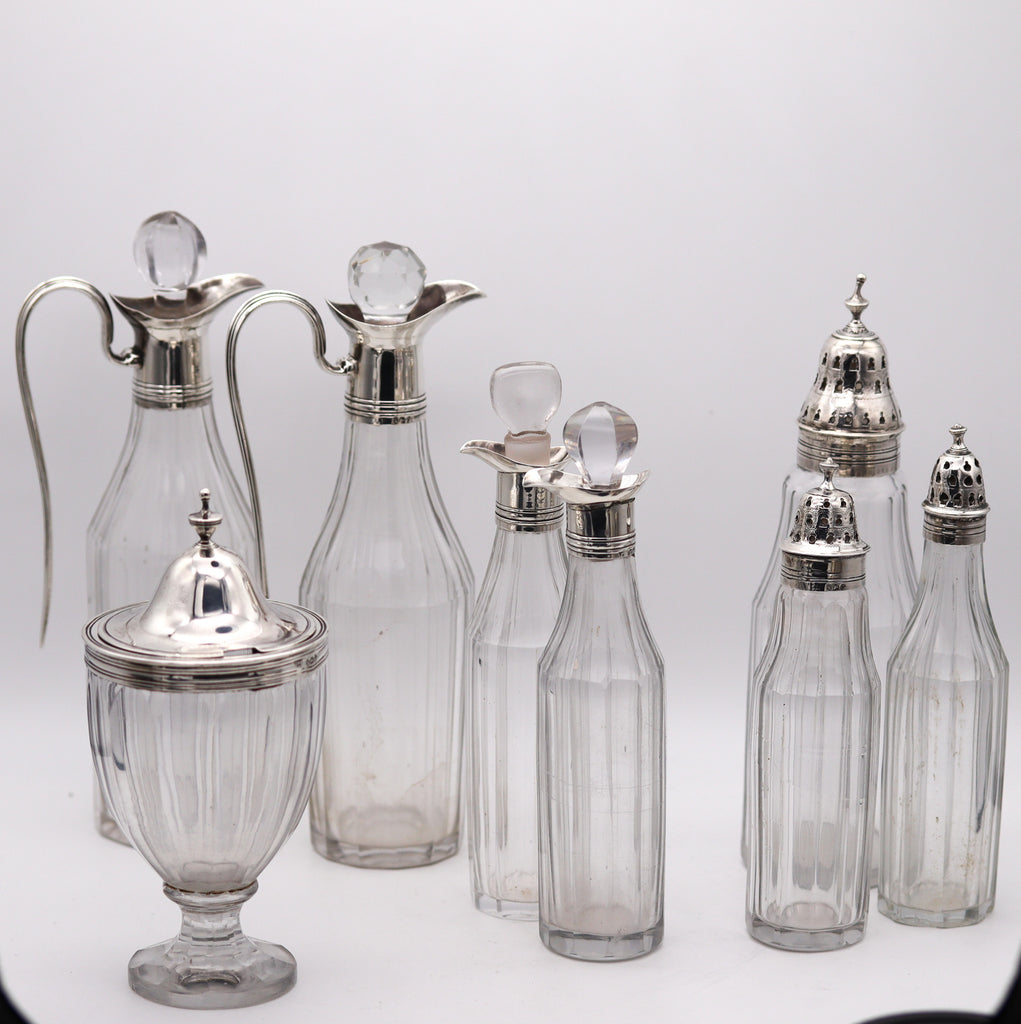 Hennell English 1805 Sterling Silver Georgian Cruet Condiment Set