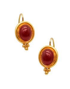 TEMPLE ST CLAIR French Dangle Earrings In 22Kt Yellow Gold With Oval Carnelians