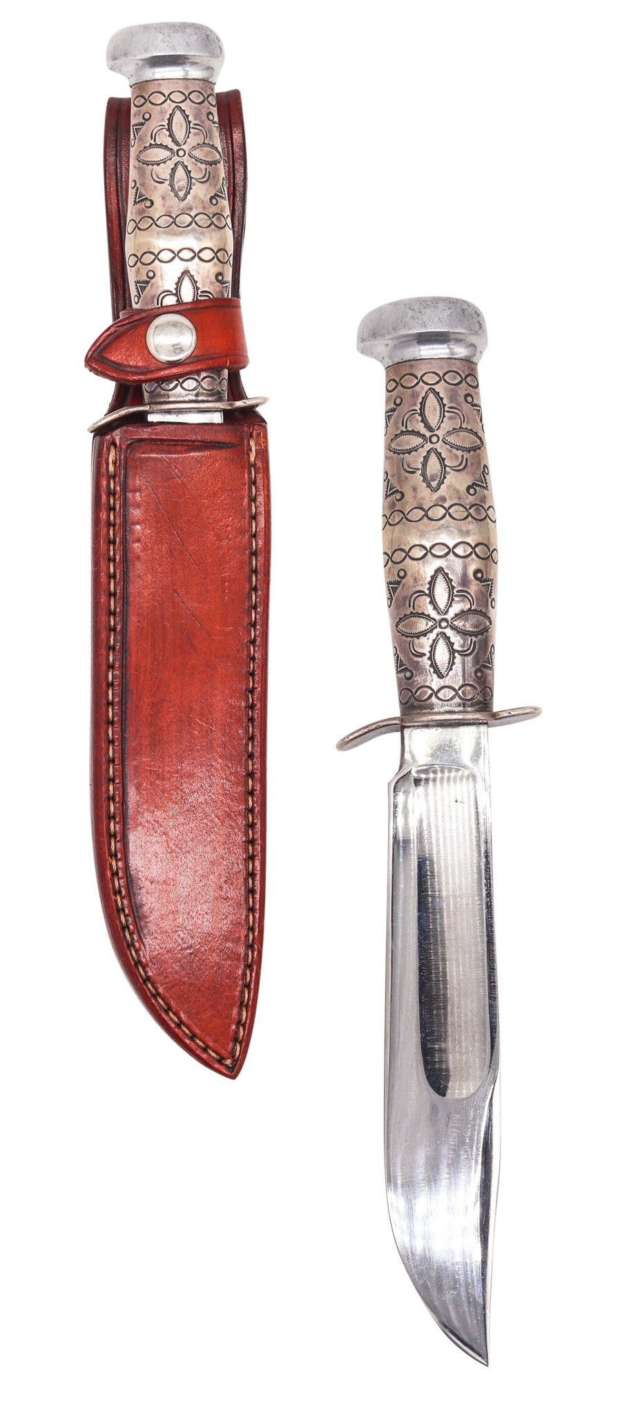 MARBLE'S Antique Ideal Hunting Knife Western Navajo .925 Sterling Silver Handle