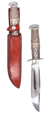 MARBLE'S Antique Ideal Hunting Knife Western Navajo .925 Sterling Silver Handle