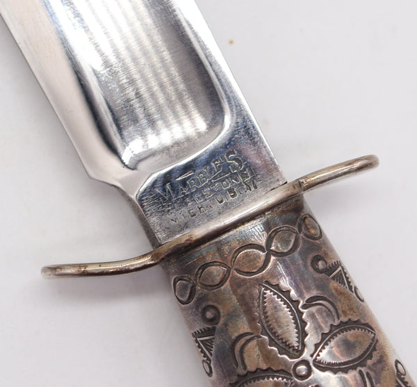 MARBLE'S Antique Ideal Hunting Knife Western Navajo .925 Sterling Silver Handle