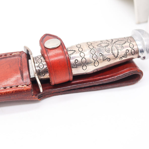 MARBLE'S Antique Ideal Hunting Knife Western Navajo .925 Sterling Silver Handle
