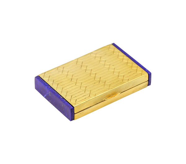 American 1935 Art Deco Box In 14Kt Gold And Gilt Sterling With Blue Lapis Lazuli