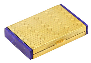 American 1935 Art Deco Box In 14Kt Gold And Gilt Sterling With Blue Lapis Lazuli
