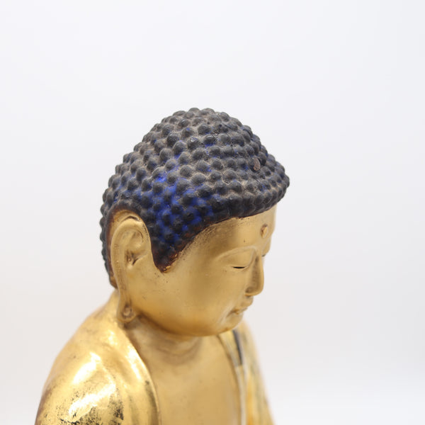 JAPAN Edo Period 1825 Seated Buddha Sculpture In Solid Gilded Carved Wood