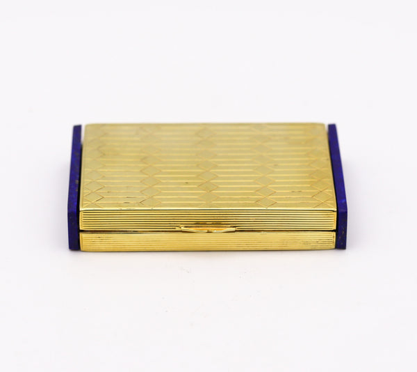 American 1935 Art Deco Box In 14Kt Gold And Gilt Sterling With Blue Lapis Lazuli