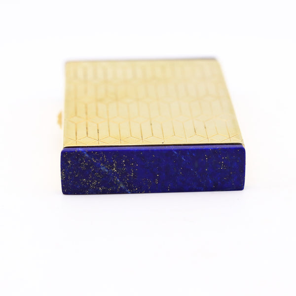 American 1935 Art Deco Box In 14Kt Gold And Gilt Sterling With Blue Lapis Lazuli
