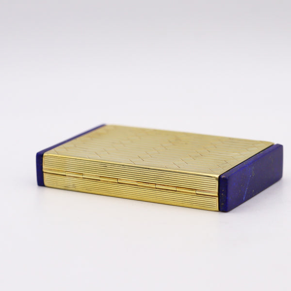 American 1935 Art Deco Box In 14Kt Gold And Gilt Sterling With Blue Lapis Lazuli
