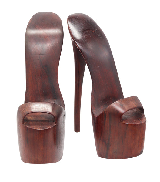 HIGH-RISE Shoes Mid Century Modernist 1960 Bookends In Carved Precious Wood