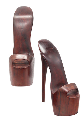 HIGH-RISE Shoes Mid Century Modernist 1960 Bookends In Carved Precious Wood