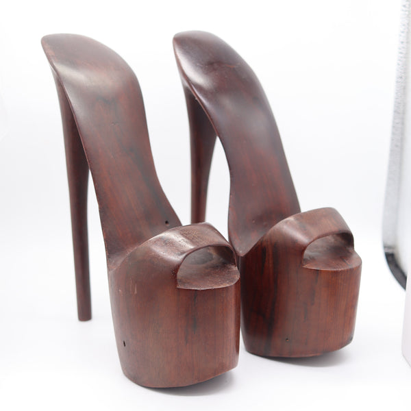 HIGH-RISE Shoes Mid Century Modernist 1960 Bookends In Carved Precious Wood