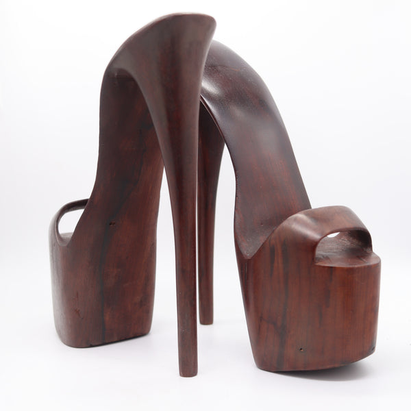 HIGH-RISE Shoes Mid Century Modernist 1960 Bookends In Carved Precious Wood