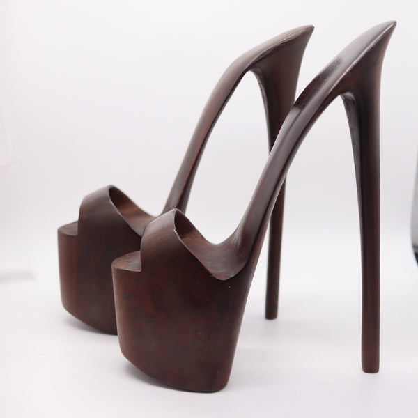 HIGH-RISE Shoes Mid Century Modernist 1960 Bookends In Carved Precious Wood