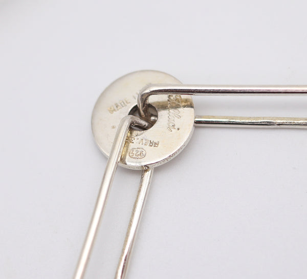 ANTONIO FALLACI 1970 Italy Geometric Modernist Long Sautoir In .925 Sterling Silver