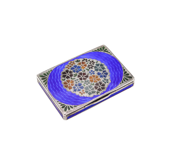 Austrian 1925 Art Deco Plique à jour Enameled Box In 900 Sterling Silver