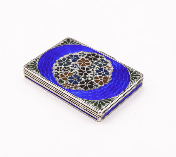 Austrian 1925 Art Deco Plique à jour Enameled Box In 900 Sterling Silver