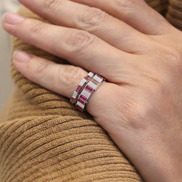-Gucci Milano Stackable Links To Love Duo Rings In 18Kt Gold And 2.20 Ctw Tourmalines