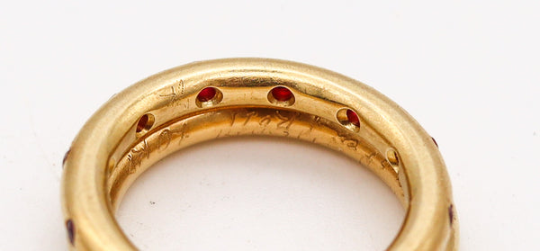 REINSTEIN ROSS Stackable Duo Rings In 20Kt Yellow Gold With Rubies & Diamond