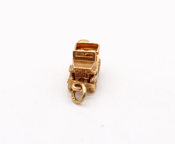 -Retro 1940 Miniature Military JEEP Pendant Charm in Solid 14Kt Yellow Gold