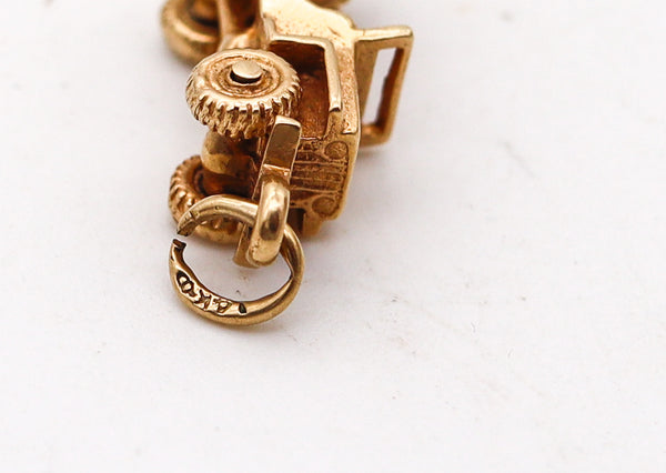 -Retro 1940 Miniature Military JEEP Pendant Charm in Solid 14Kt Yellow Gold