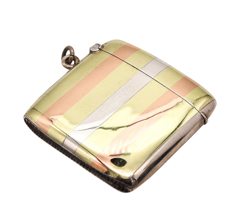 VESTA CASE 1920 Germany Art Deco Matches Box In 14Kt Gold & Sterling Silver