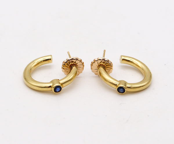 -Reinstein Ross Hoops Earrings In Brushed 18Kt Yellow Gold With Sapphires