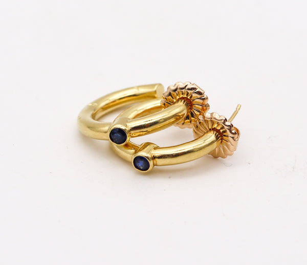 -Reinstein Ross Hoops Earrings In Brushed 18Kt Yellow Gold With Sapphires