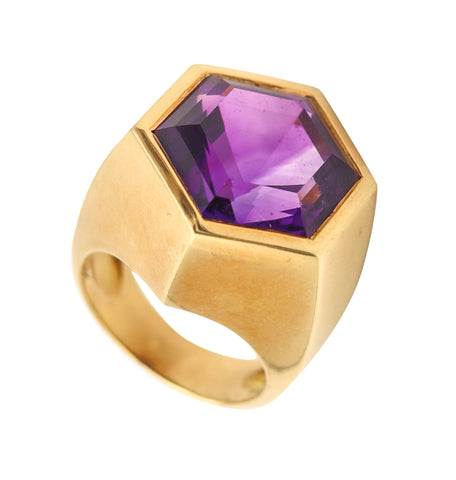 TIFFANY & CO. Paloma Picasso Hexagon Cocktail Ring 18Kt Gold 12.37 Cts Amethyst